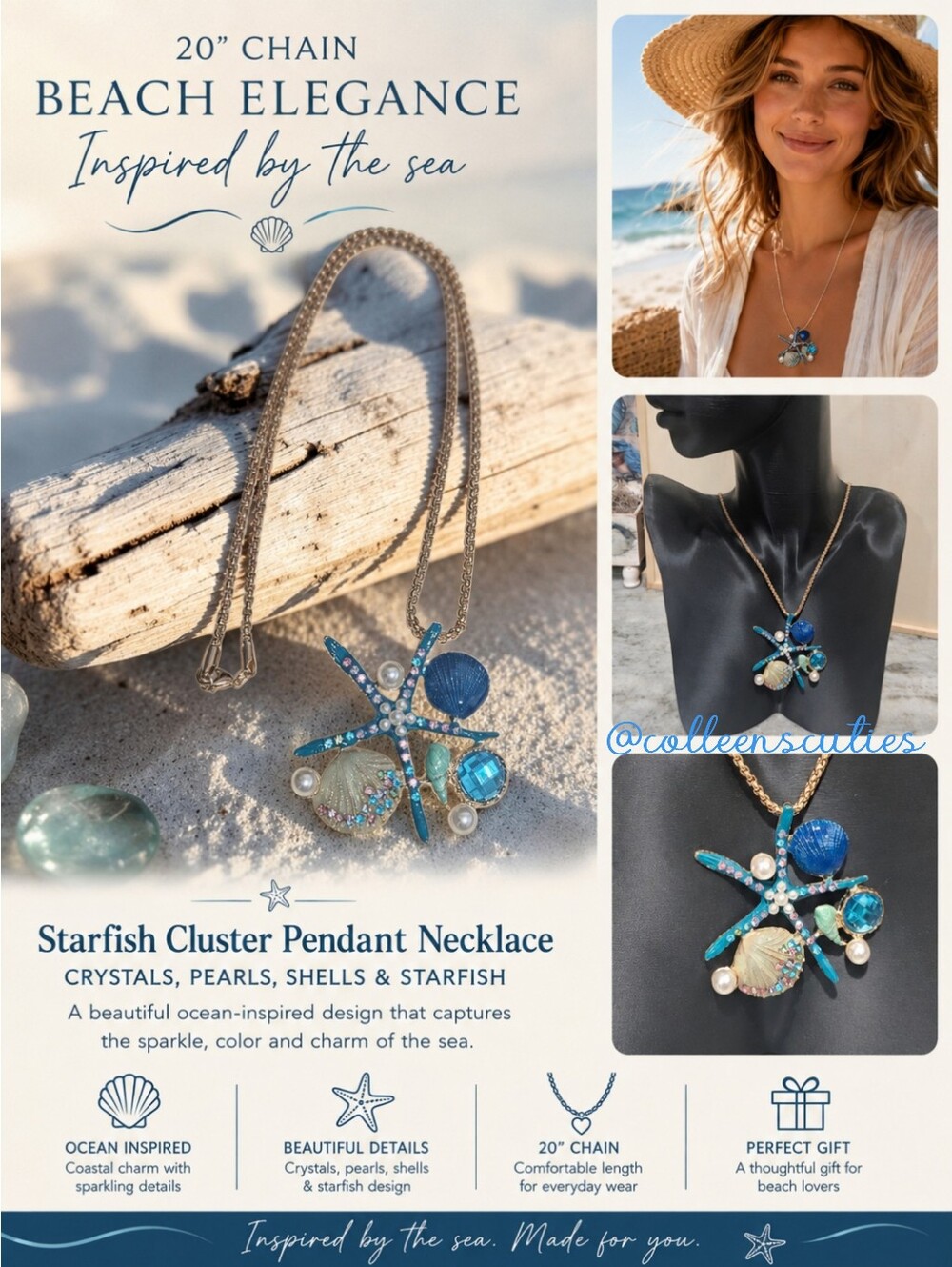Starfish Pearl Cluster Pendant Necklace